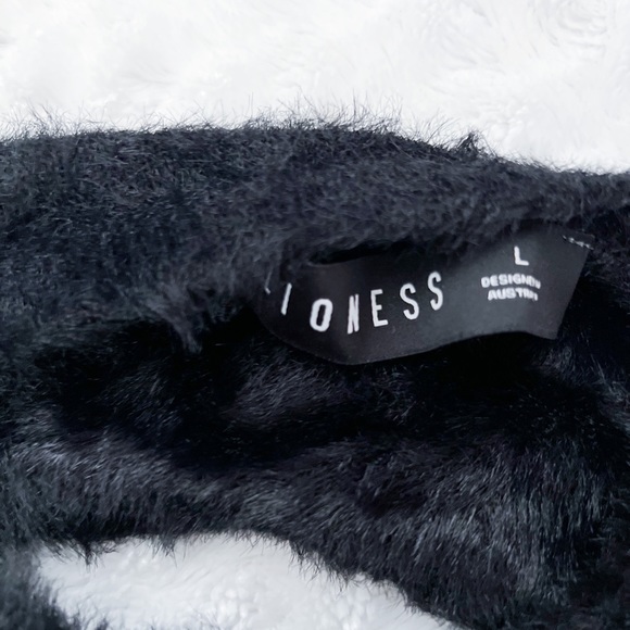 LIONESS Westside Backless Furry Mini Dress Black - Picture 8 of 15